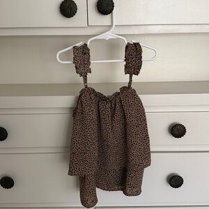 Hayden Girls Tan Leopard Print Top S 7/8